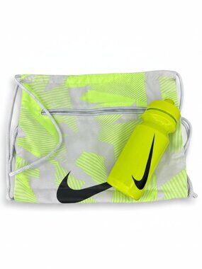 Nike Drawstring Backpack neon Water Bottle cinch top graphic print